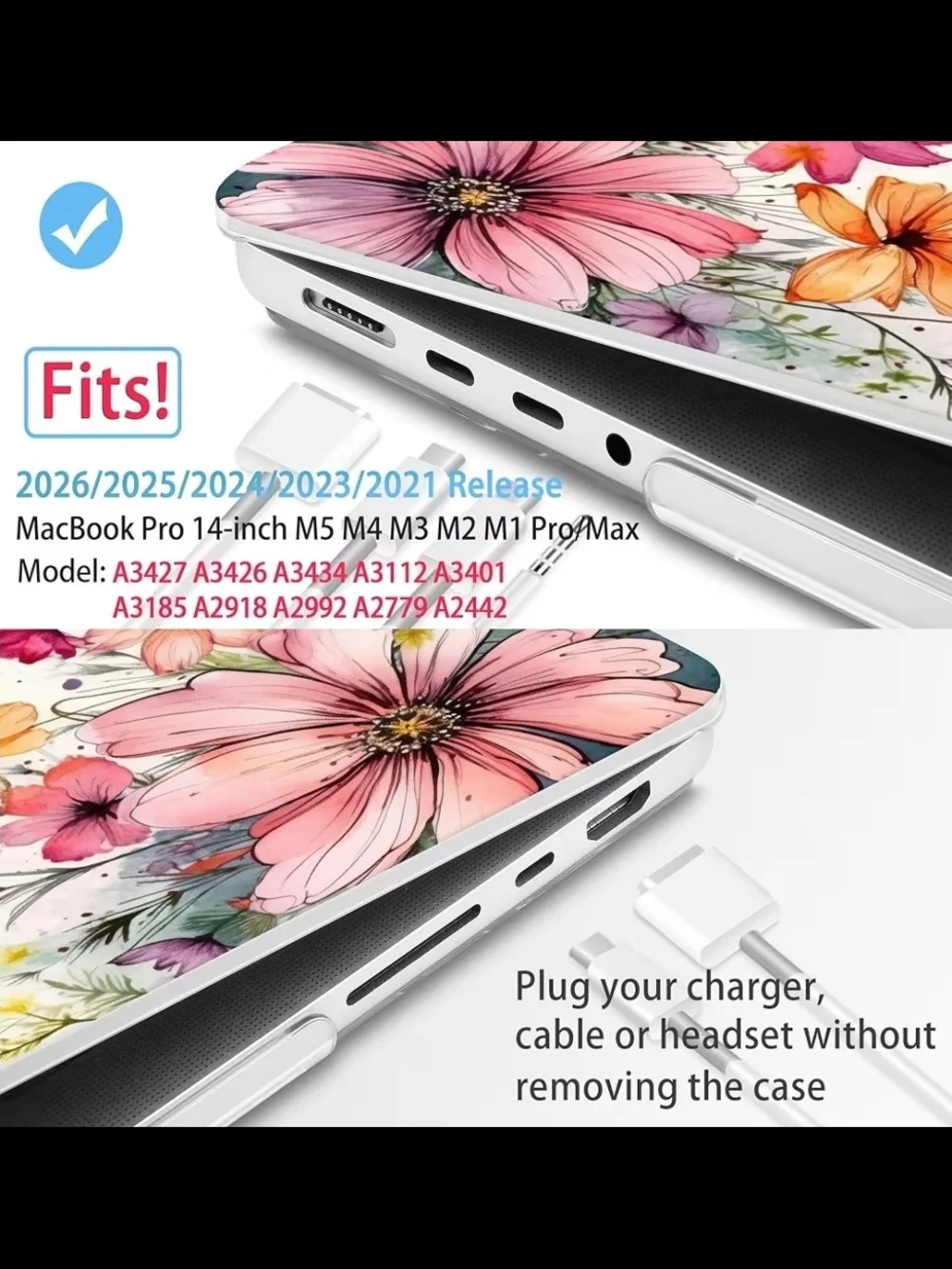 Floral Watercolor Laptop Case - Pink + Orange Blooms